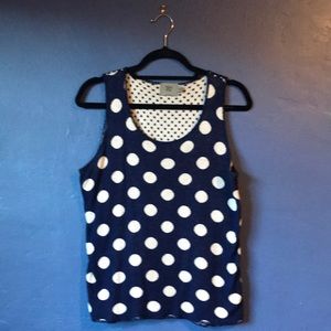 Blue and cream polka dots